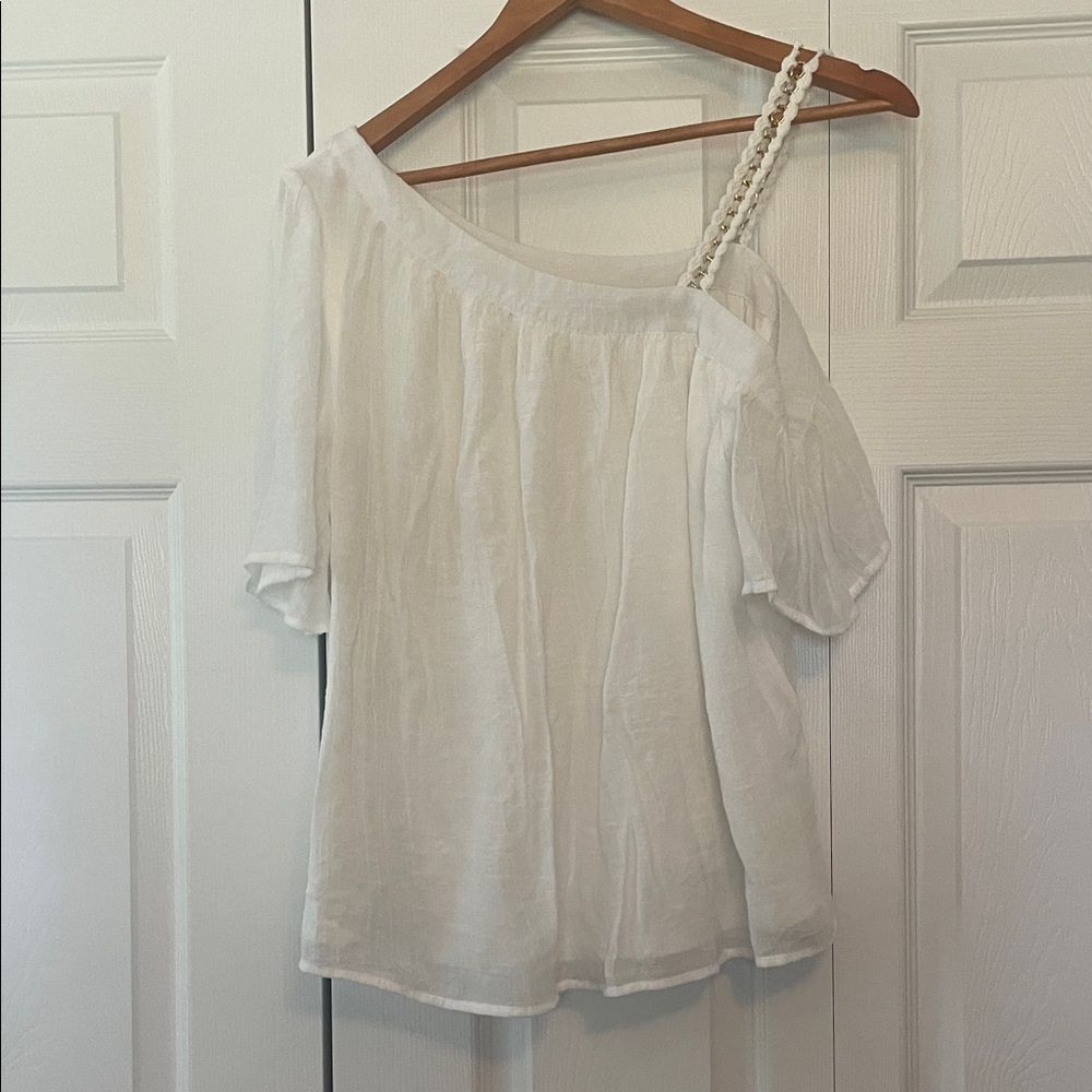Thalia Sodi White Asymmetrical Blouse